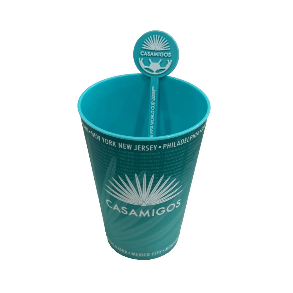 Official Casamigos World Cup FIFA 2026 Soccer Futbol Souvenir Cup - with Stirrer